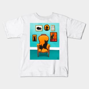 Black Cats, Turquoise Room Kids T-Shirt